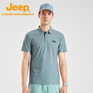 Jeep/吉普冰感速干T恤男士新款透气POLO衫运动纯色弹力半袖J422099970