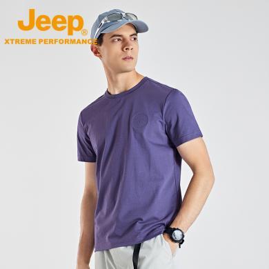 Jeep/吉普男女同款凉感舒适短袖亲肤透气运动t恤男士时尚修身圆领休闲衣女J422074563