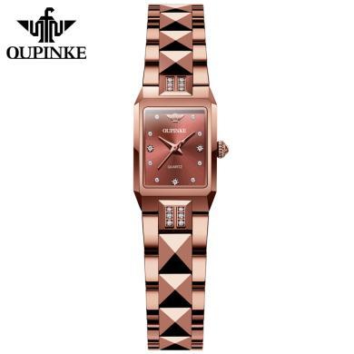 瑞士欧品客手表女新款气质石英表女士时尚品牌钨钢表带玫瑰金轻奢腕表