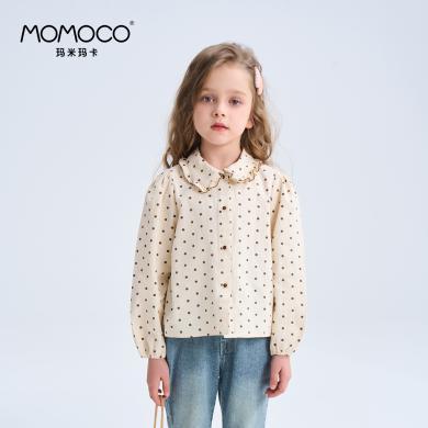 MOMOCO/玛米玛卡女童衬衫2024春季新款儿童韩版花边甜美娃娃衫潮75530236002