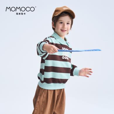 MOMOCO/玛米玛卡男童时尚Polo衫2024新款春儿童休闲韩版条纹卫衣75130237001
