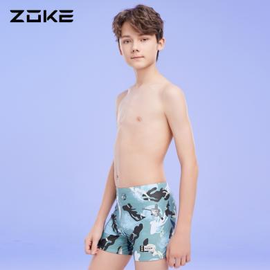 洲克儿童泳裤平角游泳训练zoke青少年速干比赛中学生温泉大码泳衣124502212