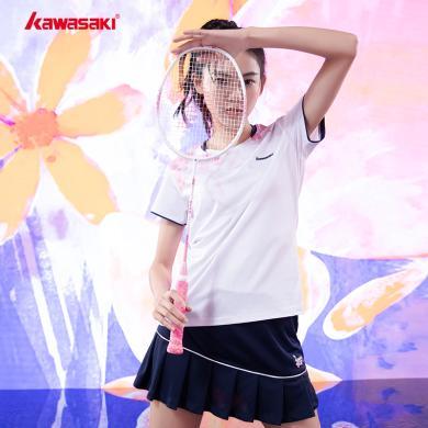 Kawasaki川崎春夏新款羽毛球服繁花套装速干运动休闲上衣运动短裙