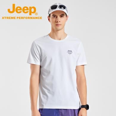 Jeep/吉普新款速干T恤男士户外圆领透气短袖防晒运动上衣J222094505-1