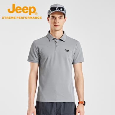 Jeep/吉普男士新款印花POLO衫户外速干T恤徒步运动透气短袖J122094582-1