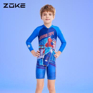 洲克儿童泳衣连体长袖防晒zoke男童游泳训练速干中大童分体套装124503510