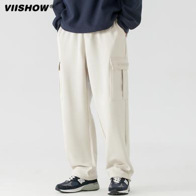 VIISHOW重磅高级感卫裤男士春款工装直筒裤高街潮牌运动休闲裤子 KC9189241