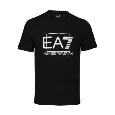 【支持购物卡】Emporio Armani/阿玛尼 夏季EA7时尚男士黑色棉质短袖T恤礼物送男友 香港直邮