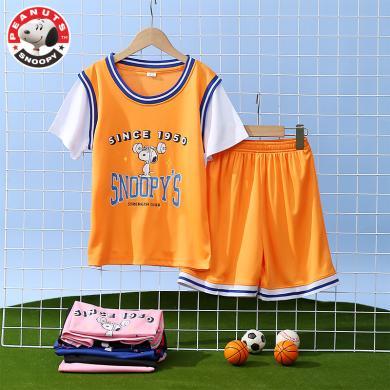 史努比童装夏季新品男女童篮球服套装ZM034