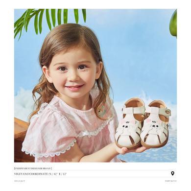 Snoffy斯纳菲女童凉鞋2024夏季新款儿童可爱公主软底女宝宝包头鞋-348465