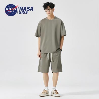 NASAGISS 男套装男士夏季套装短袖体恤T恤短裤一整套两件套夏季休闲运动套装*CCC*CH&8508