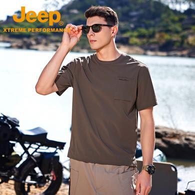 【牧马人】Jeep/吉普UPF50+防晒男T恤衫透气运动速干短袖J422094525