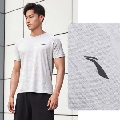 李宁(LI-NING)健身系列跑步速干凉爽宽松透气舒适圆领男士休闲运动短袖T恤