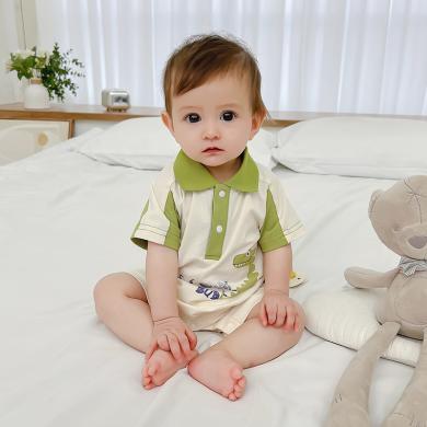 Peninsula Baby新生儿衣服婴儿连体衣翻领恐龙宝宝衣服夏季婴儿服装婴儿衣服