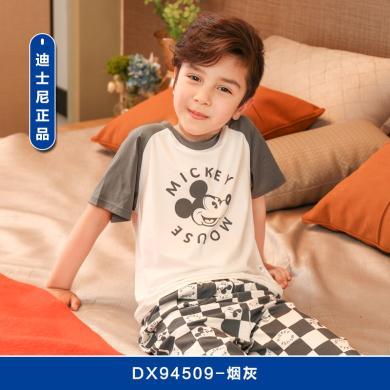 迪士尼2024年新款儿童睡衣男孩男童夏季短袖t恤青少年大童家居服套装