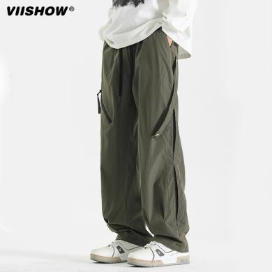 VIISHOW工装裤防水裤子男款潮流直筒宽松型长裤青年运动裤休闲裤 KCK2502241