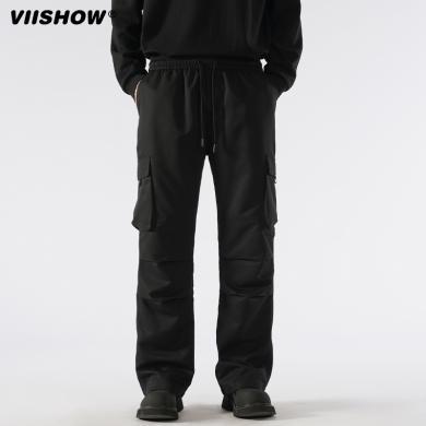 VIISHOW2024新款夏季裤子港风宽松直筒拖地长裤户外登山裤工装子 KC9819242
