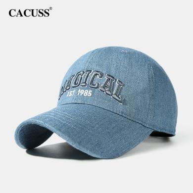 CACUSS/卡古斯时尚新款棒球帽男士透气牛仔面料鸭舌帽遮阳大头围修饰脸型 BQ240817