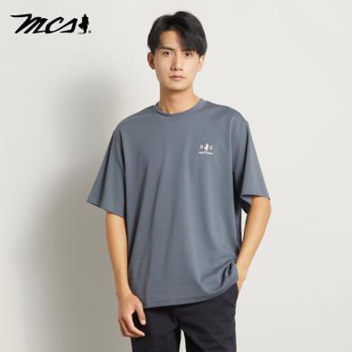 【重磅水柔棉】MCS（源自万宝路）夏季新款宽松水柔棉罗马布重磅短袖T恤DCSKTM22A347