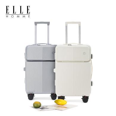 ELLEHOMME新款时尚前置开盖行李箱多功能带水杯支架拉杆箱铝框箱24寸