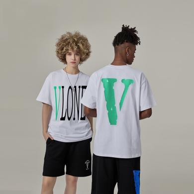VLONE美国潮牌夏季短袖T恤背后V大logo男女同款宽松圆领男女上衣PH-V19