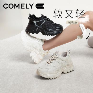 康莉KAX2K123网面透气老爹鞋女2024年春季新款厚底增高时尚拼接运动休闲鞋