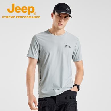 Jeep/吉普速干T恤男士新款户外吸汗冰丝短袖跑步健身运动衣J422094561