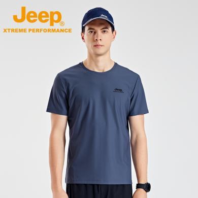 Jeep/吉普吸湿速干T恤男士户外运动短袖夏季休闲上衣宽松透气男装J422094549