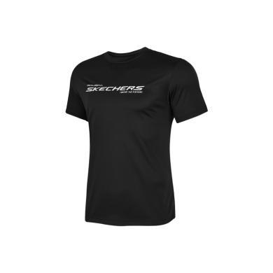 Skechers 字母圆领套头宽松舒适运动短袖T恤 男款