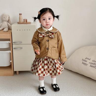 Peninsula Baby童装春季新款儿童服装学院风女童三件套韩版女童套装春秋儿童套装