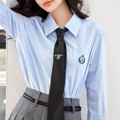 苏盈珈可2024年春季新款复古韩系学院风设计感小众减龄衬衫长袖Polo领上衣X92417007