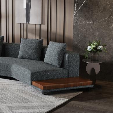 意式极简弧形棉麻沙发客厅转角大平层创意别墅布艺异形沙发