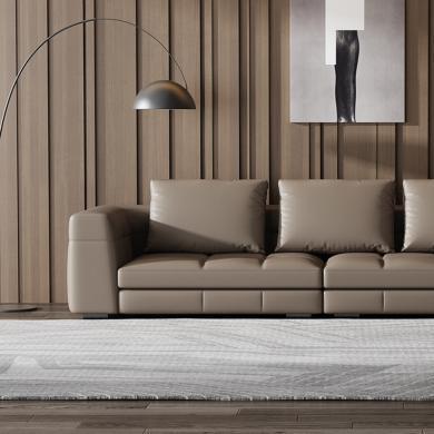 意式极简布雷泽真皮沙发设计师现代简约头层牛皮沙发创意直排客厅皮沙发