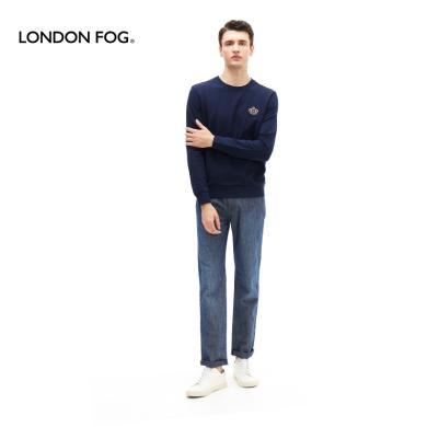 LONDON FOG（伦敦雾）男士棉质合身休闲T恤圆领净色前胸绣花套头卫衣外套LS19KJ109M