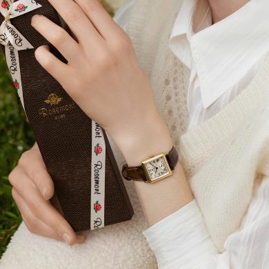 Rosemont时尚小金表皮带方形小众表复古气质瑞士品牌玫瑰手表女款 送运费险 支持购物卡