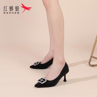 红蜻蜓（RED DRAGONFLY）红蜻蜓时装单鞋女春夏新款法式高跟鞋小众尖头晚礼服婚鞋女鞋WLB1428