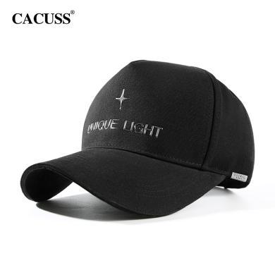 CACUSS/卡古斯男士新款棒球帽子户外遮阳防晒帽印花大头围鸭舌帽纯棉高顶 BQ240822
