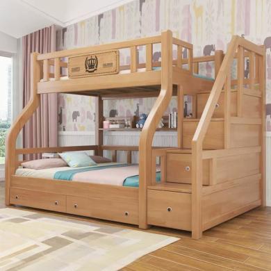 皇家密码 全实木子母床儿童床高低床上下床双人成年母子两层上下铺橡木床双层多功能