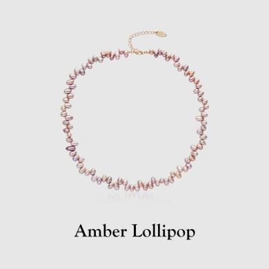 Amber Lollipop安泊洛利淡水珍珠项链女轻奢小众锁骨链紫色小米珍珠颈链ABL230106972