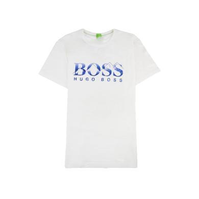 【支持购物卡】HUGO BOSS雨果博斯 男士休闲简约白色印花棉质短袖T恤 香港直邮
