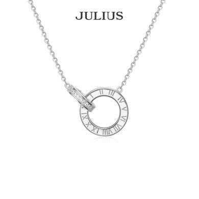 Julius/聚利时银饰双环项链女小众轻奢节日礼物送女友925银JSP-0005