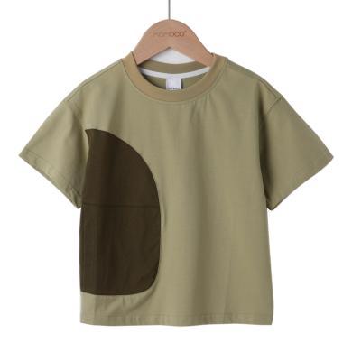 MOMOCO/玛米玛卡男童短袖T恤2024夏季新款中大童拼色口袋韩版上衣76230235047