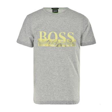 【支持购物卡】HUGO BOSS雨果博斯 男士休闲灰色纯棉logo短袖T恤 香港直邮