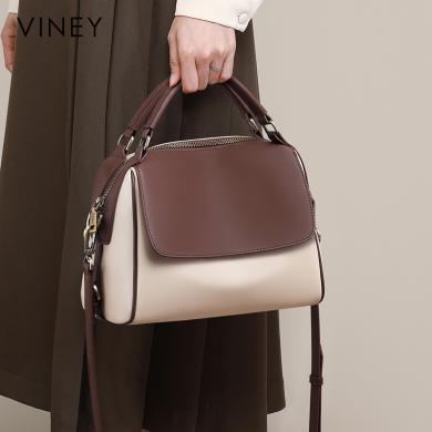 Viney手提包包女士新款托特包女包牛皮斜挎大容量单肩包91088