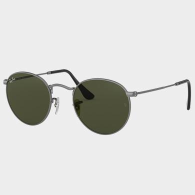 【支持购物卡】雷朋（RayBan）男女款墨镜圆形复古潮流眼镜0RB3447-029-53 枪色镜框绿色镜片