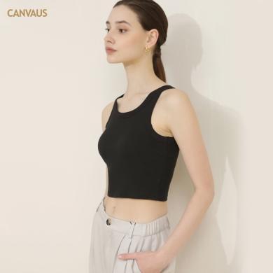 CANVAUS2024夏季新款吊带背心女内搭带胸垫免穿文胸内衣修身纯色打底短款上衣KS162A