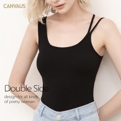CANVAUS女装2024夏季新款螺纹不规则两面穿修身吊带背心性感显瘦美背潮VS61A