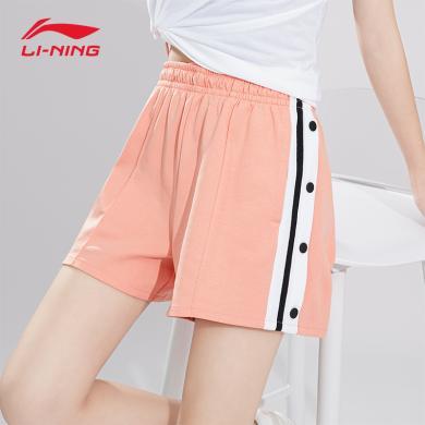 李宁(LI-NING)运动时尚系列宽松潮流百搭透气舒适女休闲短卫裤