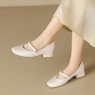 ZHR则则新中式国风单鞋女浅口中跟玛丽珍鞋女CG71F