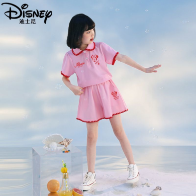迪士尼女童套装夏装时髦新款夏季儿童短袖短裤两件套女大童衣服潮596666358118-2